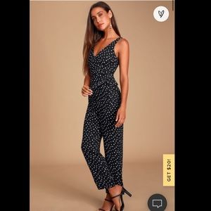 Lulus Aislinn Black Polka Dot Sleeveless Jumpsuit XS